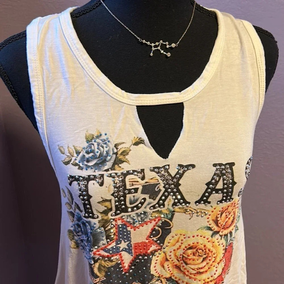White Rhinestone Texas Tank - Picture 2 of 5